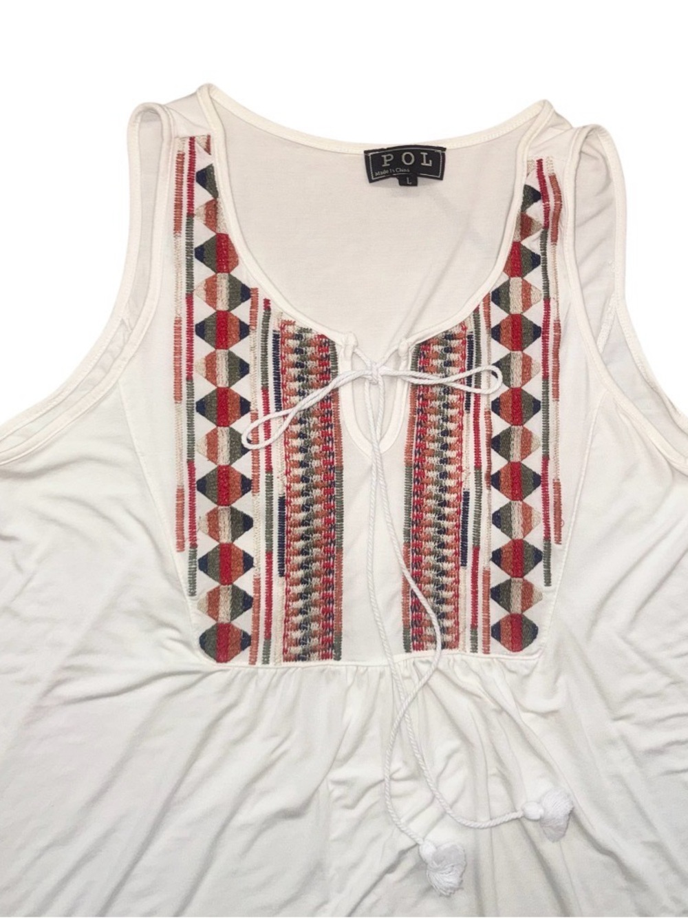 POL BOHO EMBROIDERED SLEEVELESS BLOUSE WOMEN’s shirt size large